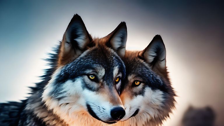 Two Wolves Looking At Each Other From A Distance Background, Pictures Of  Wolves Background Image And Wallpaper for Free Download